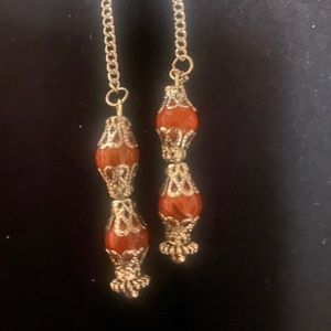 Orange and gold antique style earrings